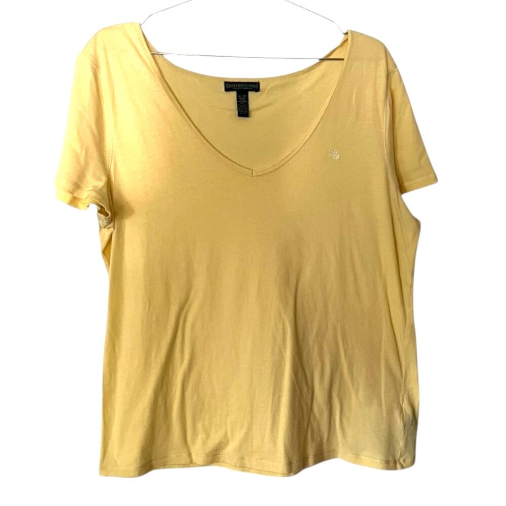 Lauren Jeans Company | Ralph Lauren | Yellow V-NeckTee Shirt | Sz XL | EUC